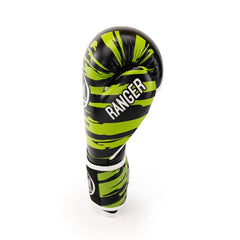 TOPGEAR SPORTS Ranger Edition boxing glove upright top knuckle view with RANGER branding green black