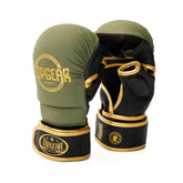 Front pair view of TopGear Beast Edition shooter MMA gloves in green and black