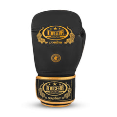 TOPGEAR SPORTS Muay Thai Edition boxing glove back view black gold padded glove for sparring and training