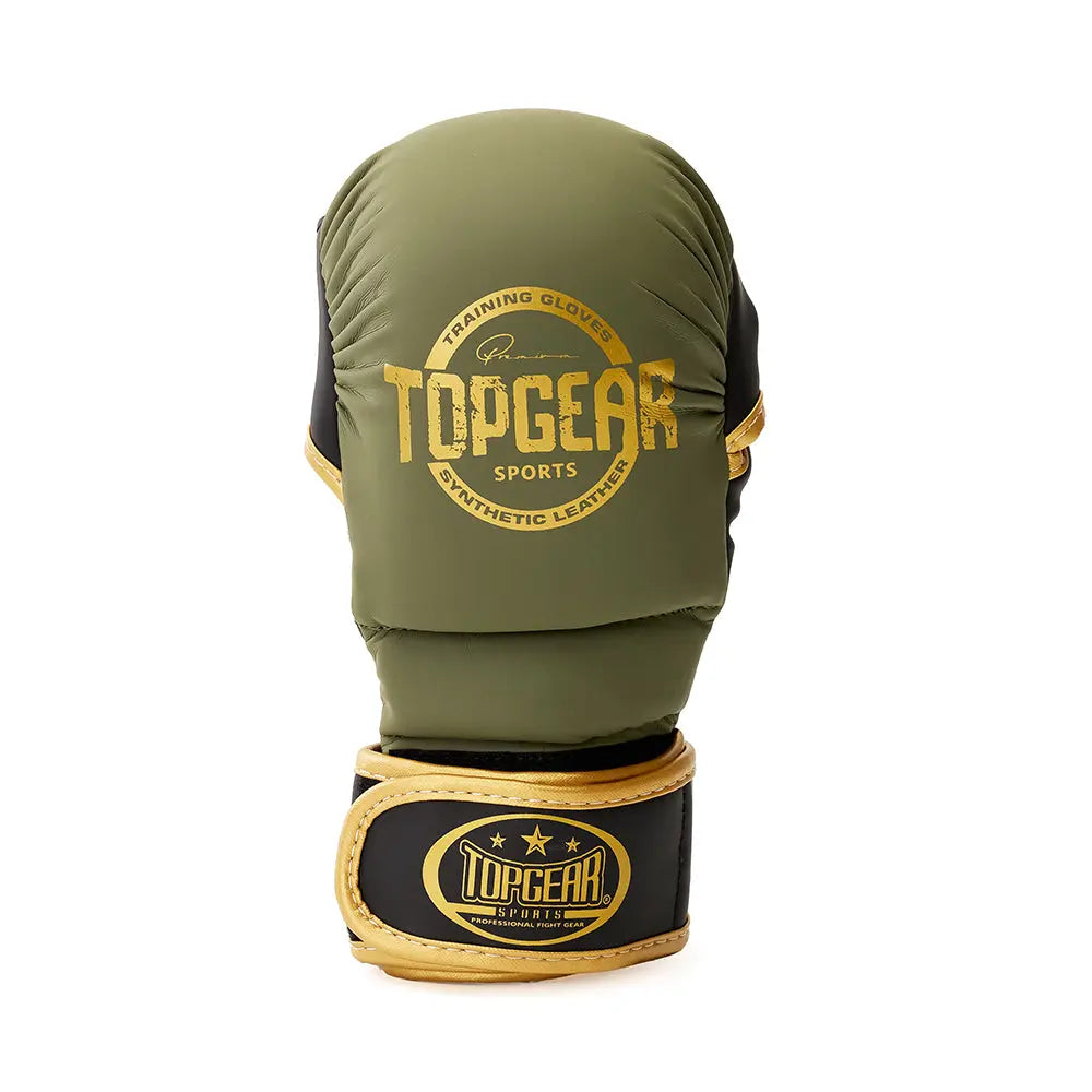 TopGear Beast Edition mma sparring glove back view in matt green