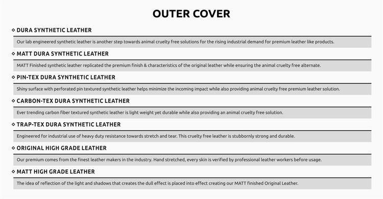 outer cover material specifications