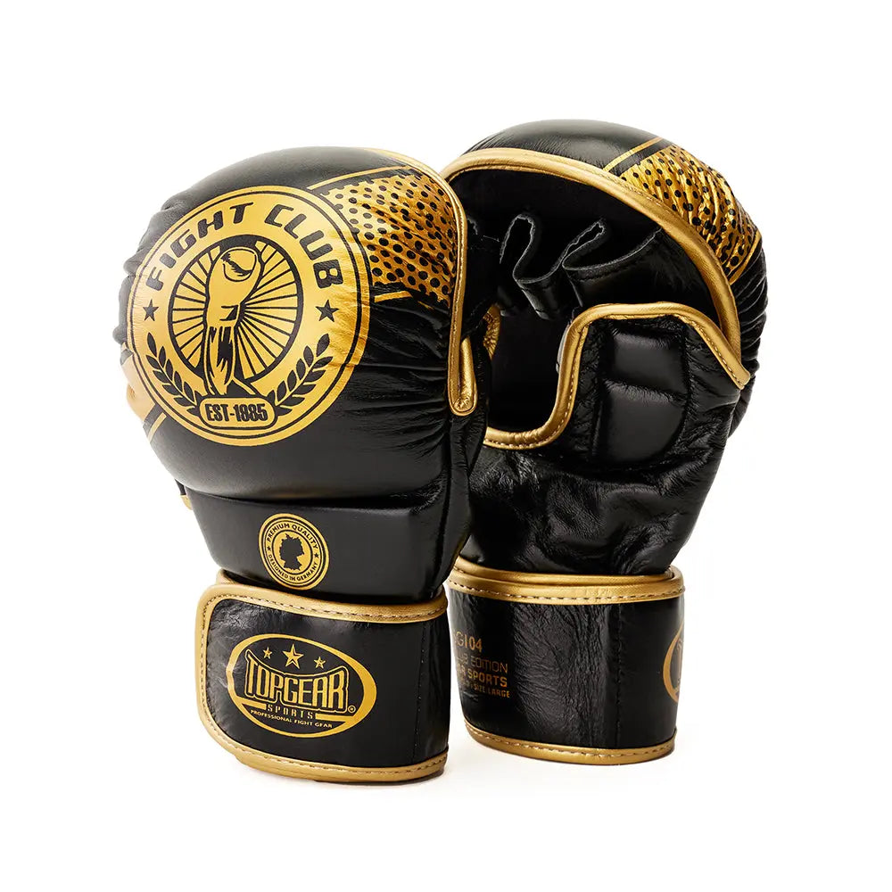 TopGear Fight Club shooter MMA gloves black and gold front pair